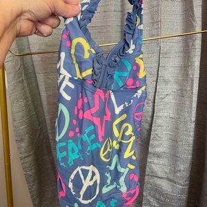 Girls 6x Small Swim Suit one piece Backless